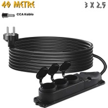 Sgs Kauçuk Uzatma Kablosu Cca 3x2.5 - Üçlü Grup Priz - 40 Mt.