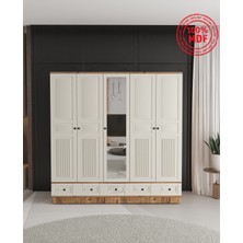 T&B Nil 5 Kapaklı Çekmeceli Bazalı Gardırop - Tamamı Mdf