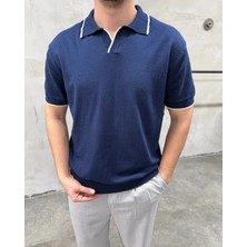 Difransel Jeans Erkek Çizgi Şeritli Polo Yaka Triko T-Shirt