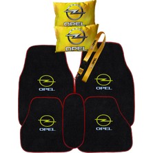 Tusba Market Opel Uyumlu 5’li Nakışlı Oto Halı Paspas Seti + Dijital Baskılı Sarı Boyun Yastık + Oto Ayna Askısı
