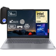 Lenovo Thinkbook 16 G7 Iml Ultra 7-155H 16GB Ram 1tb SSD Arc Graphics 16" Wuxga WIN11 Pro 21MS008RTREP4 + Elektropasaj Çanta