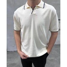 Difransel Jeans Erkek Çizgi Şeritli Polo Yaka Triko T-Shirt