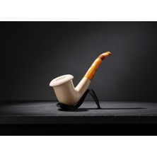 Goldenlight Meerschaum El Yapımı Blok Lületaşı Kalabaş Pipo 9mm Filtreli, Akrilik Ağızlık, Klasik Model