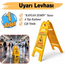 Badem10 A Tipi Kaygan Zemin Uyarı Levhası Pvc Plastik Katlanır Tek Parça Dik Duran Çift Yönlü Belirteç Yazı