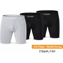 Yıldız Çamaşır 3'lü Modal Uzun Kemerli Boxer 2 Syh-1 Gri
