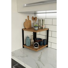 Alpa Ev Mobilya Iki Raflı Mutfak Köşe Kare Düzenleyici Raf Metal Gövdeli Çok Amaçlı Mutfak Standı Baharatlık