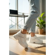 Enoch Kadın Spor Ayakkabı Baskı Detaylı Kamuflaj Desenli ve Yüksek Dolgu Tabanlı Sneaker