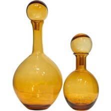 Lara Decor Amber Top Kapaklı Cam Vazo Seti