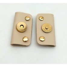 Angel Çanta Aksesuar Bej Suni Derili Troklu Mıknatıslı Çıtçıt Light Gold Metalli