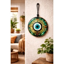 Adamodart Nazar Boncuğu Gold Detaylı Cam Duvar Süsü - Yeşil