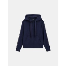 Guess Guessxns Fermuarlı Kapüşonlu Kadın Lacivert Sweatshirt W6GQ03K2656-G7V2