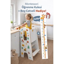 Kids Town Montessori Öğrenme Kulesi–güvenlik Panelli Çocuk Yardımcı Kulesi|yazı Tahtalı–boy Cetveli Hediyeli Ev Mutfak Merdiveni