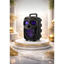 TeknoBeyza Kuru Kafa Tasarımlı Işıklı Taşınabilir Bluetooth Hoparlör - Skull Design Wireless Speaker (Siyah)