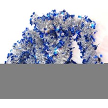 Veralya Mavi Gümüş Renk 4 cm Genişlik Garland Çift Renk Sim Süs 180 cm