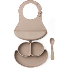 3lü Silikon Bebek Beslenme Seti Bej