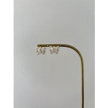 Marsel Özel Seri Kelebek Kristal Taşlı Xp Klipsli Gold Küpe