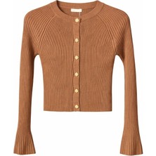 CGA Bisiklet Yaka Ispanyol Kol Gold  Düğmeli Hırka