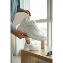 Enoch Kadın Gizli Dolgu Spor Ayakkabı Simli Panel Tabanlı  Sneaker