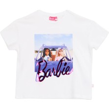 Barbie Baskılı Ekru Kız Çocuk T-Shirt BRB6SG-TST6549