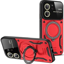  Xiaomi Mi 13T Pro Kılıf Joy Lens Standlı Kapak - Kırmızı