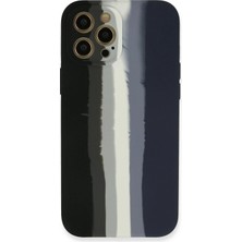  iPhone 12 Pro Max Kılıf Ebruli Lansman Silikon - Siyah-Lacivert