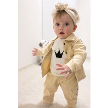 Leona Baby Krem 3'lü Erkek Bebek Takım