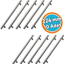 Nzb (10 Adet) Titanyum Renk Metal Mobilya Mutfak Dolap Çekmece Dolabı Kulbu Kulpu Kulpları 224 mm