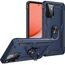  Samsung Galaxy A72 Kılıf Sofya Yüzüklü Silikon Kapak - Lacivert