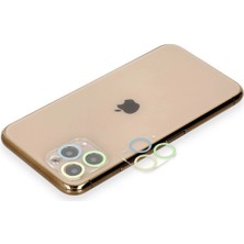  iPhone 11 Pro Max Renkli Kamera Lens Koruma Cam - Yeşil-Sarı