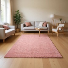Balat Halı Raschel Carpet Pembe Yumuşak Peluş Halı 120 x 600 cm Anti-Statik Kaymaz Taban