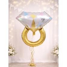 Parti Adresi Bride Tek Taş Yüzük Folyo Balon Bekarlığa Veda Parti Balonu Gold 81 cm