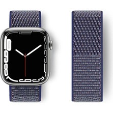  Apple Watch 42MM Hasırlı Cırtcırtlı Kordon - Lacivert