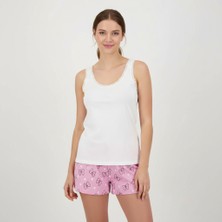 Bonbon Kadın Pamuklu Süs Dantelli Kalın Askılı Atlet ve Şortlu 2'li Takım BB2338