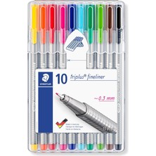 Staedtler 334 SB10 Triplus Üçgen Fineliner 0.3 mm 10'lu Set