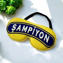 ALS Tasarım Dünyası Sarı Lacivert Şampiyon Yazılı Uyku Bandı %100 Kotondur