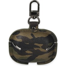  Airpods Pro 2 (2.nesil) Çanta Kamuflaj Deri Kılıf - Haki Yeşil