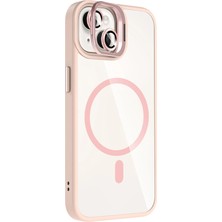  Apple iPhone 15 Plus Remim Lensli Magsafe Standlı Kapak - Pembe
