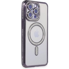  iPhone 15 Pro Max Kılıf Joke Simli Magneticsafe Kılıf - Derin Mor