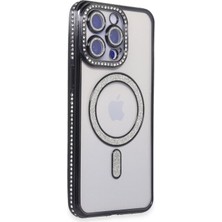  iPhone 15 Pro Kılıf Joke Simli Magneticsafe Kılıf - Siyah