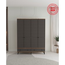 T&B Irmak 4 Kapaklı Çekmeceli Gardırop - Tamamı Mdf