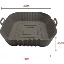 Mcg® Renkli Isıya Dayanıklı Yıkanılabilir Silikon Fırın ve Airfryer Kare Model Pişirme Matı 20 cm