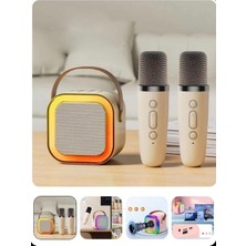 CAILON Rgb Işıklı Bluetooth Karaoke Hoparlör + 2 Kablosuz Mikrofon Çocuk ve Yetişkin Eğlence Seti