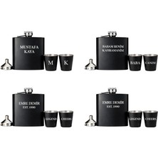 Hediye Fikri Kişiye Özel Paslanmaz Çelik 2 Shot Bardaklı Matara Seti 8 Oz Hunili Kutulu