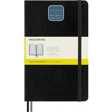 Moleskine Kareli Kalin Siyah Defter L Boy Yumuşak Kapak (Expanded)
