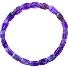 Bütüncül Şifa Ametist Doğal Taş Bileklik (Dikdörtgen Kesim)