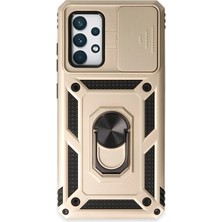  Samsung Galaxy A72 Kılıf Pars Lens Yüzüklü Silikon - Gold