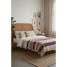 Lorvian Noletti Pamuklu Çizgili Tek Kişilik Battaniye