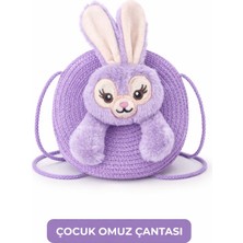 Stellalou Stella Lou Mor Tavşan Hasır Askılı Genç Kız Çocuk Bebek Çanta 20 cm Hediyelik