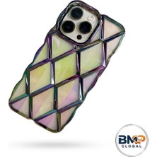 Apple iPhone Serisi ile Uyumlu Holografik Prizmatik Tasarımlı Dalgalı Darbe Emici Kılıf