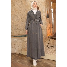 İmaj Butik Füme Kravuze Yaka Düğmeli Trençkot